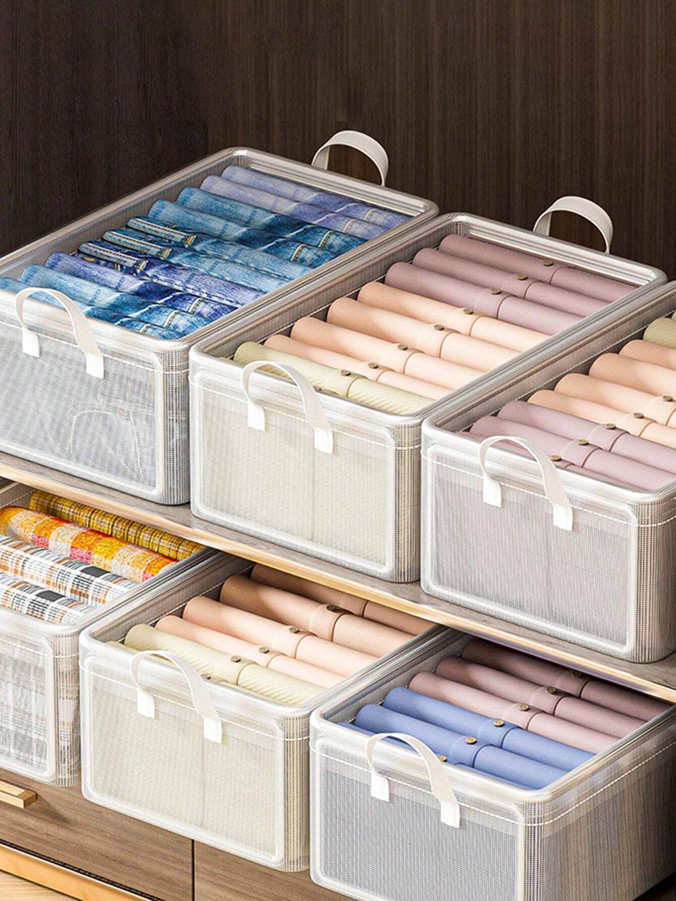 Recolector Ropa 1 pieza Caja de almacenamiento transparente para ropa sin olor ...