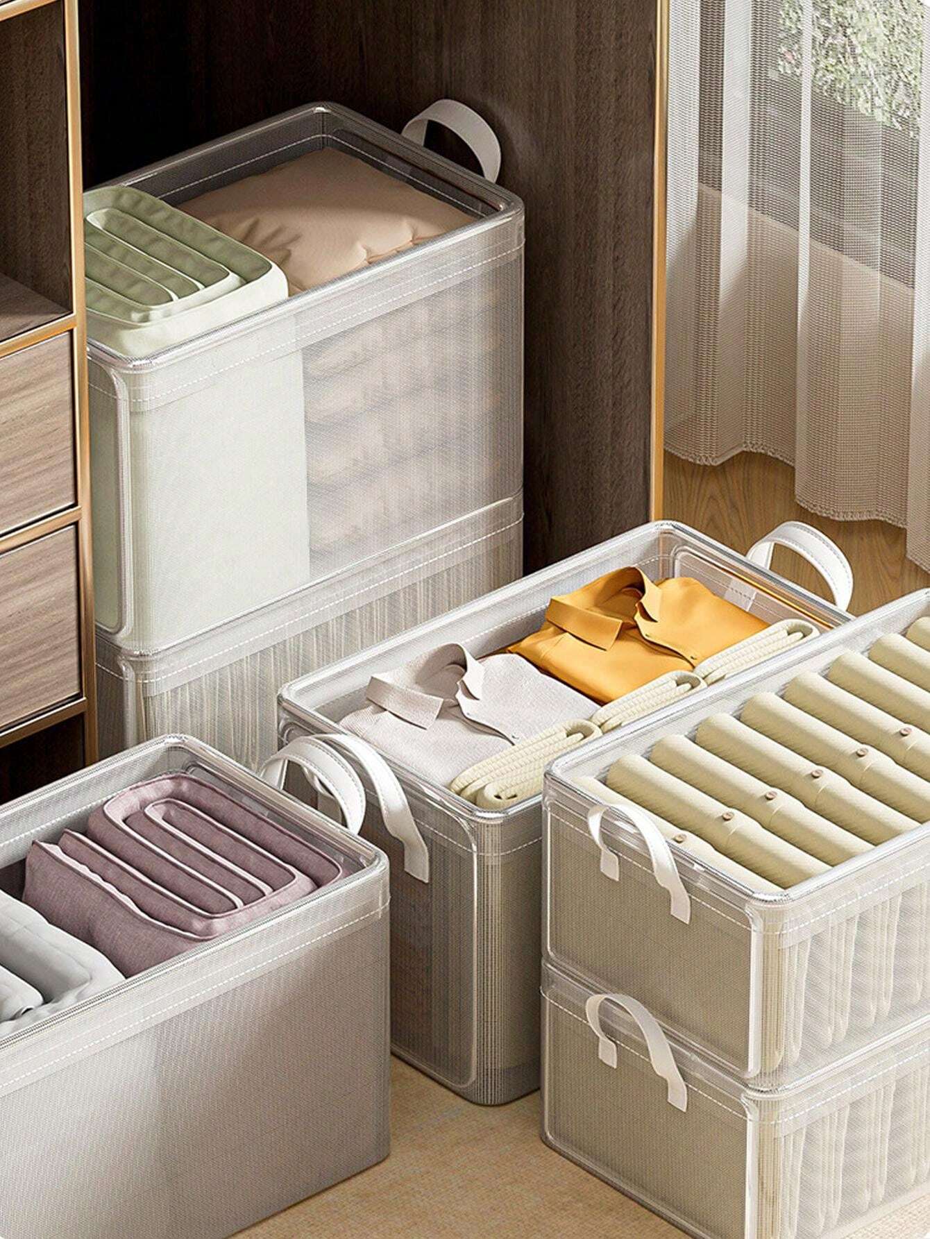 Recolector Ropa 1 pieza Caja de almacenamiento transparente para ropa sin olor ...