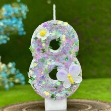1 件手工制作的生日蜡烛，带数字、蝴蝶和花朵装饰，适用于周年派对蛋糕、返校情人节
