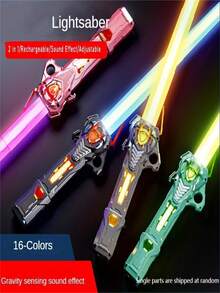 USB có thể sạc lại 16 màu RGB Laser Sword Với cảm biến trọng lực Hiệu ứng âm thanh Đồ chơi nhấp nháy Đèn thanh kiếm không gian nhấp nháy 2 trong 1, các bộ phận đơn lẻ được vận chuyển ngẫu nhiên - Nhiều màu - Xem 2