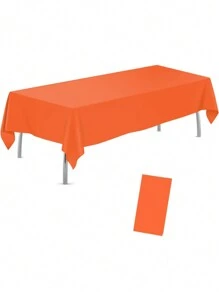 Mantel desechable rectangular de unicolor de 137*274cm hecho de material PEVA para decoración de fiesta de cumpleaños, boda, festival, Navidad - Naranja - Ver 5