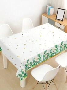 1片130*220cm綠色金葉派對塑料桌布，婚禮生日家庭派對裝飾用品桌布，可丟棄使用 - 綠色 - 查看 1