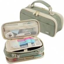 Dual Side Pencil Case Large Capacity Pencil Case Organizer; Double Zipper Storage Bag; Big Pencil Pouch - 綠色 - 查看 1
