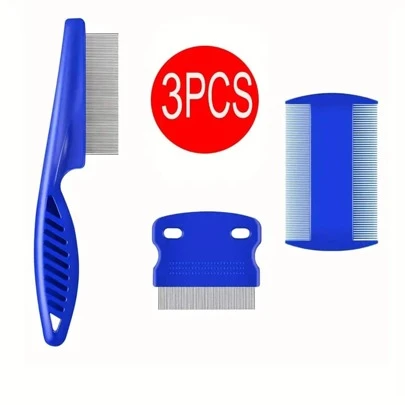 3Pcs Professional Pet Grooming Tool Set For Cats And Dogs - Detangling Hair Combs For Easy Grooming And Shedding Control