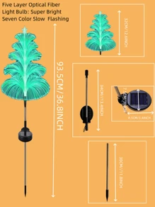 1 pieza Luz solar de fibra óptica con 5 capas/2 capas/1 capa, súper brillante con 7 colores y parpadeo lento, luz de estrella de 5 puntas para decoración de jardín, luz solar de medusa de fibra de junco, luz solar de medusa de fibra óptica LED de 7 colores para decoración de fiestas, luz de camping, luz de fibra óptica para decoración navideña, luz de cuerda para decoración de exteriores, luz de producto de exterior para decoración del hogar, luz de hadas, luz solar de fibra óptica de junco - Multicolor - Ver 7