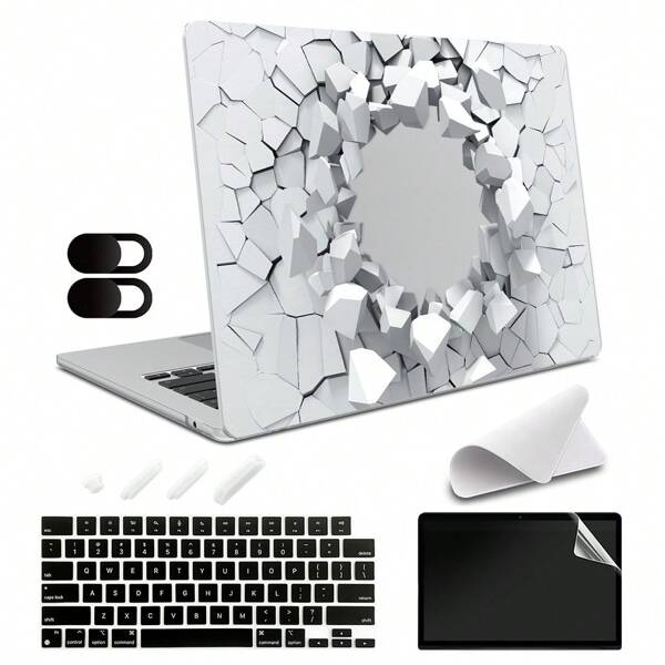 Carcasa Para Portátil Compatible De Patrón De Agujero De Pared Creativo Impreso 5 En 1 Con Macbook Air Pro 13.3 13.6 14.2 15.4 15.3 16.2 Pulgadas M1 M2 M3 Pro/max Chip, Pantalla Retina Xdr Y Touch Id, Con Cd-rom, Con / Sin Touch Bar Y Touch Id 2010 2011 2012 2013 2014 2015 2016 2017 2018 2019 2020 2021 2022 2023 2024