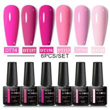 6PCS/Set 7ml Gel Nail Polish Set Glitter Nude Pink Rose Red Nail Art Gel Vernis For Manicure Soak Off UV Lamp Hybrid Varnishes Set Base Top Gel Polish Set Gel Lak