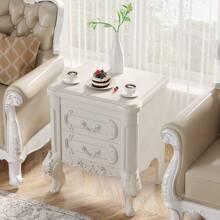 Tribesigns White Nightstand, End Table With 2 Drawers, Carved Bedside Tables, Side Table For Bedroom, Living Room, Classic Bedroom Furniture - trắng - Xem 6