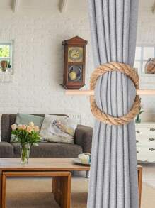 1 pieza Sujetador de cortina europeo de estilo rústico con cuerda de yute amarilla, ideal para sujetar y decorar cortinas - Marrón - Ver 4