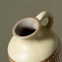 Brown Vases Home Decor, Brown Ceramic Vase Set Of 3 Minimalism Small Bud Vase Modern Neutral Decor, Clay Rustic Textured Vase For Dining Table Centerpiece, Knick Knacks For Shelves Mini Vase - B - Xem 5