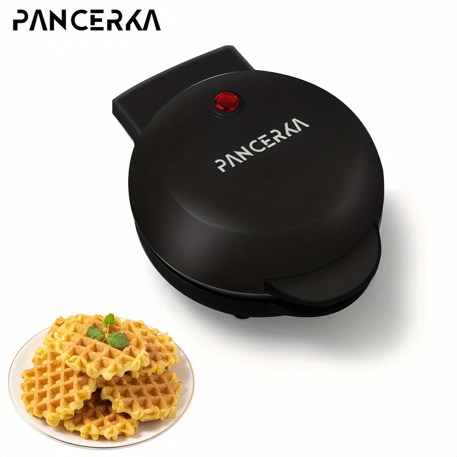 Chảo làm bánh quế điện cá nhân mini PANCERKA, Bề mặt nấu 5 inch, Chảo làm bánh quế cho bánh mì nâu băm, Bánh mì nướng kiểu Pháp, Phô mai nướng, Quesadillas, Bánh hạnh nhân hạnh nhân, Bánh quy, Đen