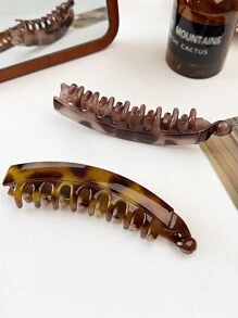 2个/套 玳瑁豹纹果冻亮面质感发夹，香蕉形带齿发爪，防滑简约马尾发圈，学习用品，发饰