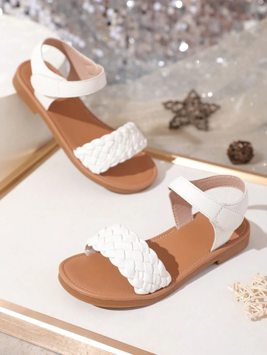 Girls Casual Open Toe Sandals, Breathable & Lightweight, Perfect For Indoor/Outdoor/Beach Wear, Summer - White - View 1