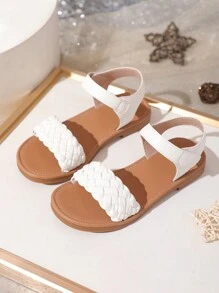 Girls Casual Open Toe Sandals, Breathable & Lightweight, Perfect For Indoor/Outdoor/Beach Wear, Summer - White - View 2