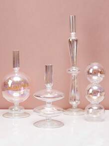 1入組玻璃燭台，桌上燭臺裝飾，家居插花、花瓶、拍照、裝飾道具、家居裝飾飾品 - 彩色 - 查看 1