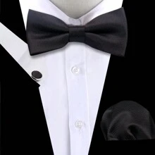 Set di cravatta, fazzoletto da taschino e gemelli, Combo di accessori di moda in stile britannico multicolore per uomini d'affari, incontri d'affari e matrimoni - Multicolore - Visualizzare 28