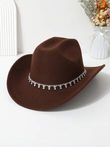 1pc Unisex Denim Cowboy Hat With Unique Water Drop Crystal Decoration Belt, Suitable For Wedding, Party, Vacation, Spring/Summer, Versatile Style For Men And Women - Multicolor - View 17