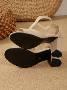 Women's High Heeled Peep-Toe Sandals, New Summer Style Elegant Open Toe Ankle Zipper Casual Shoes With Chunky Heel Valentines - Apricot - View 6