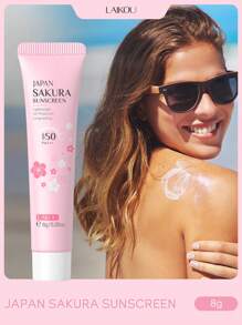 LAIKOU 1入組莱库日本櫻花防曬面部霜，8g SPF50 PA+++隔離乳液防曬霜，適合旅行、露營、爬山、戶外、沙灘、夏季護膚用於女性和女孩子母親節禮物 - 粉色 - 查看 2
