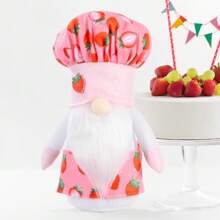 1入草莓廚師侏儒裝飾手工藝品，餐廳用餐桌派對裝飾，草莓侏儒裝飾品，家居裝飾 - 彩色 - 查看 8