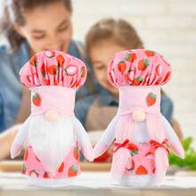 1入草莓廚師侏儒裝飾手工藝品，餐廳用餐桌派對裝飾，草莓侏儒裝飾品，家居裝飾 - 彩色 - 查看 11