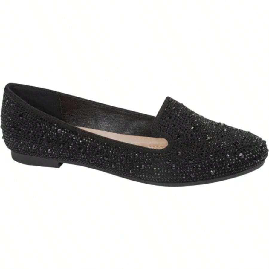 Zapatos Flats Ballerina Detalle Pedrería Dama Color Negro - Negro - Ver 1
