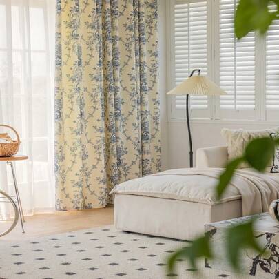 Cortina de oscurecimiento impresa digitalmente de alta precisión con estilo francés y una sola panel para sala de estar, dormitorio, balcón, estudio, con bloqueo de luz solar de 85% o talla grande