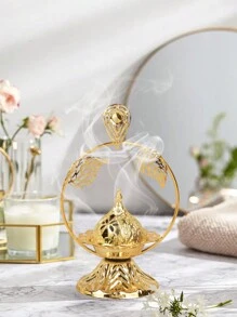 1入現代極簡創意貝殼香薰爐，合金桌面裝飾，居室空氣淨化燃香器