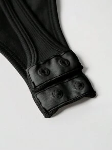 1Pc Women's Mock Neck Bodysuits Sleeveless Basic Tank Top Body Suit Shirts Suitable For All - Black - View 9