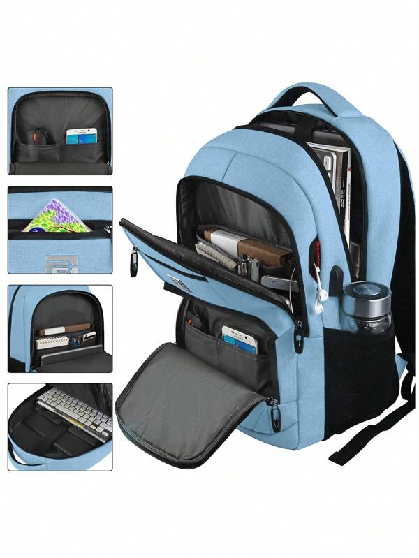 Sac à dos, sac à dos scolaire intérieur/extérieur, sac à dos pour ordinateur portable, sac à dos de voyage d'affaires anti-vol, fin, avec port de charge USB, résistant à l'eau, sac d'ordinateur portable pour hommes, convient aux ordinateurs portables et aux ordinateurs portables de 15,6 pouces
