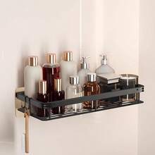 1 件装浴室收纳架不锈钢，壁挂式浴室架，卫生间厕所洗发水化妆品收纳架，壁挂式排水管带挂钩杆，浴室配套收纳 - 彩色 - 查看 5