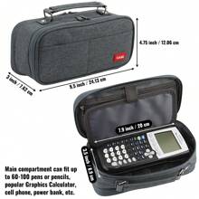 Dual Side Pencil Case Large Capacity Pencil Case Organizer; Double Zipper Storage Bag; Big Pencil Pouch - Black Grey - View 2