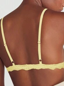 Holiday Season Ultrathin Bra Bridal Lingerie Ladies Bra Floral Female Underwear For Small Breasts Lace Bralette Yellow Bra Top Women Soft Seamless Bras Triangle Cup Sexy Lingerie For Small Chest