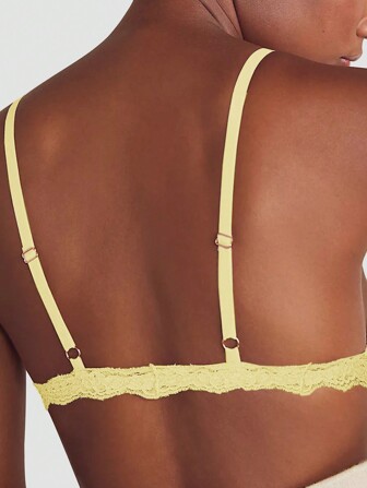 Ultratunn bh för högtider, blommönster i spets för kvinnor med liten byst, mjuk sömlös triangelkupa, sexig underkläder