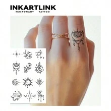 INKARTLINK革命性半永久防水指紋紋身貼，小巧設計，外觀逼真，天然植物基礎，神奇紋身貼紙 - 黑色 - 查看 4