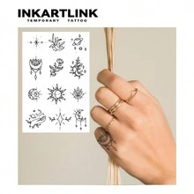 INKARTLINK革命性半永久防水指紋紋身貼，小巧設計，外觀逼真，天然植物基礎，神奇紋身貼紙 - 黑色 - 查看 5