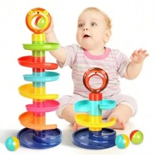 0-3 Years Baby & Toddler Educational Fun Roller Coaster Ball Game, Stacking & Rotating Learning Toys - Multicolor - View 2