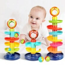 0-3 Years Baby & Toddler Educational Fun Roller Coaster Ball Game, Stacking & Rotating Learning Toys - Multicolor - View 3