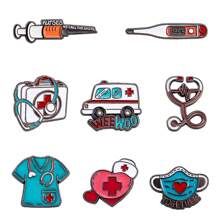 可爱合金珐琅医疗系列金属胸针 - 听诊器、心电图、救护车、护士/医生胸针情人节情人节礼服配饰衣服别针包饰背包学校用 - 彩色 - 查看 1