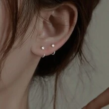 1 paire de boucles d'oreilles à tige réglables unisexes, avec zirconium cubique artificiel, un design simple brillant et tendance, pouvant être portées pendant le sommeil, convient pour le port quotidien des hommes et des femmes
