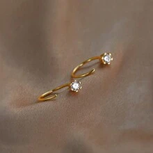 1 paire de boucles d'oreilles à tige réglables unisexes, avec zirconium cubique artificiel, un design simple brillant et tendance, pouvant être portées pendant le sommeil, convient pour le port quotidien des hommes et des femmes