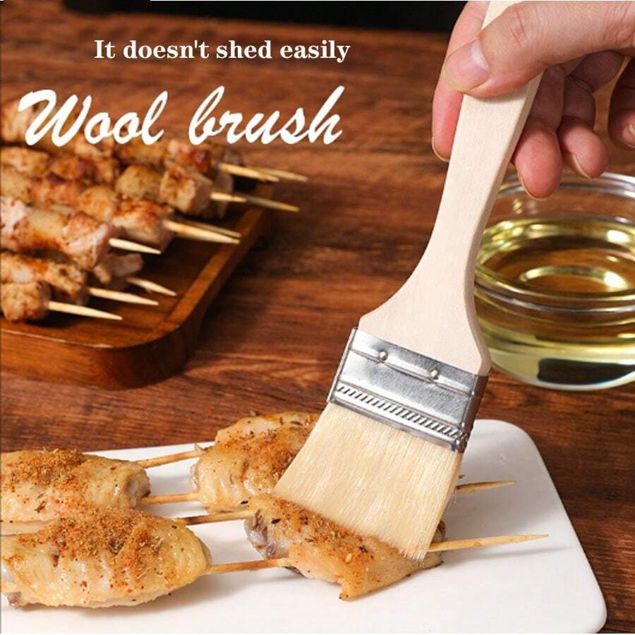 1PC Dệt Kim Bàn Chải, Bàn Chải Thịt Nướng, Bàn Chải Nước Sốt, Đồ Dùng Làm Bánh Nhà Bếp, Dụng Cụ Nướng Thịt, Bàn Chải Chịu Nhiệt - trắng - Xem 1