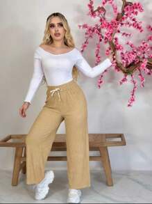PANTALON TELA CORRUGADA FRESCA MOD BASIC - Beis - Ver 1