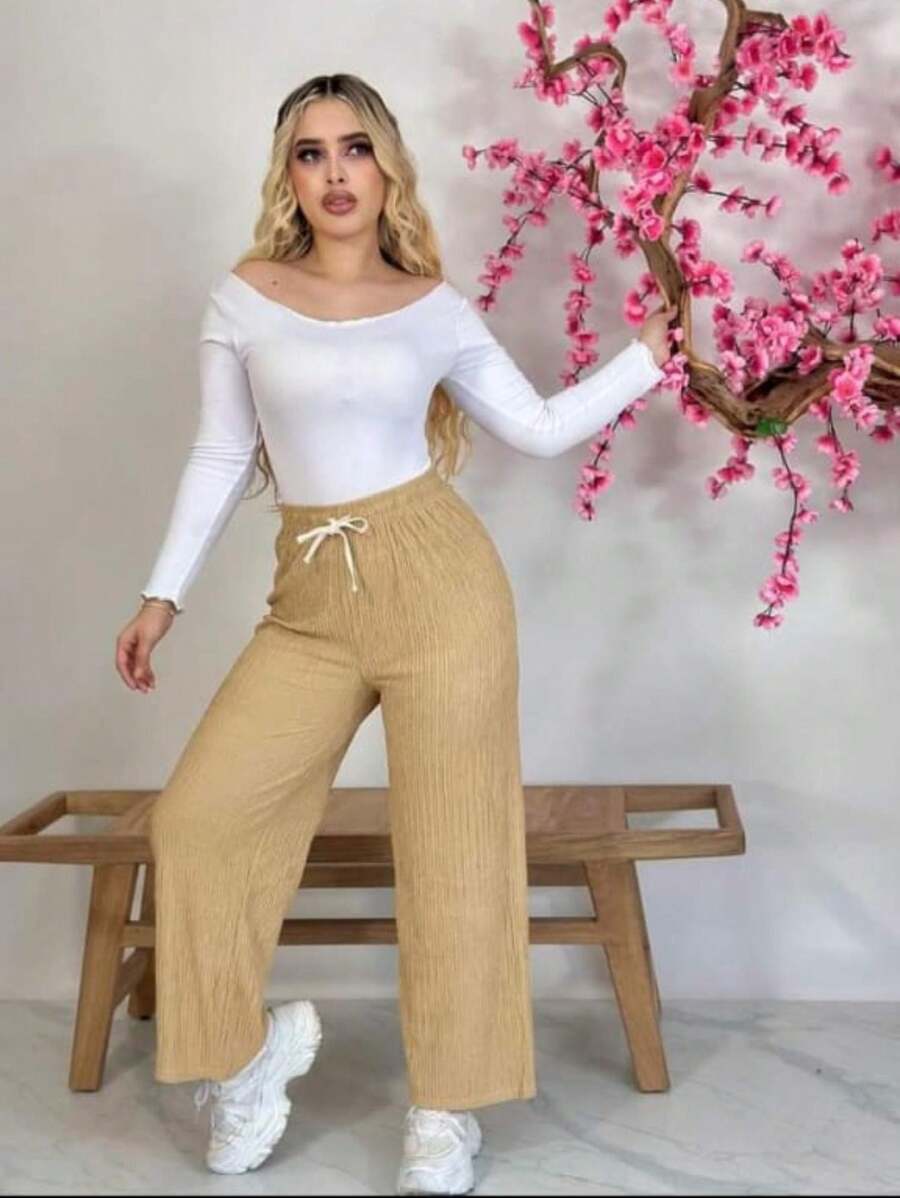 PANTALON TELA CORRUGADA FRESCA MOD BASIC - Beis - Ver 1