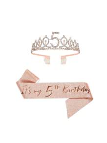 2 件/套 10 岁/11 岁/15 岁/16 岁/18 岁/21 岁生日腰带和头饰玫瑰金生日腰带皇冠 10 岁和精美腰带和头饰 10 岁生日礼物，适合 10 岁生日快乐派对礼品用品、圣诞节 - 玫瑰金 - 查看 8