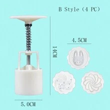 4/5/7PCS, DIY Cherry Blossom Shaped Cake Mold, Including 1pc Mold And 3/4pcs Flower Shaped Mold, DIY Flower Shaped Hand Press Cookie Mold, Moon Cake Maker, Pastry Tools, Baking Tools, Kitchen Gadgets, Kitchen Accessories - White - View 8