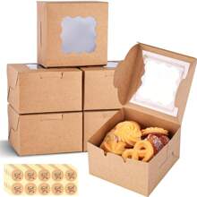 50 Sets Clear Plastic Cupcake Box With Window And Sealing Sticker For Muffins, Pastries, Cookies And Other Desserts Packaging Gift Bag Party Kitchen