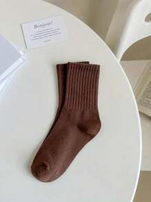 6 pares de calcetines de tubo medio para mujer, calcetines de uso diario de unicolor y suave para correr, senderismo