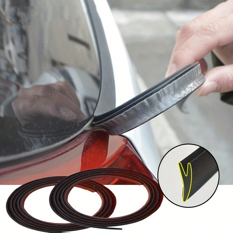 Tira de sellado en forma de Y para parabrisas, relleno de huecos en ventanas de goma para ventana delantera/trasera del coche, tira de sellado para clima - Negro - Ver 1