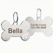 Thẻ ID chó và mèo được cá nhân hóa, mặt dây chuyền hình dấu chân thú cưng và xương yêu thích để ngăn thú cưng bị lạc khi đi dạo ngoài trời, mặt dây chuyền có thể treo trên cổ áo, phụ kiện tinh tế dành cho thú cưng quấn thẻ cổ áo, món quà hoàn hảo cho thú cưng - trắng - Xem 7